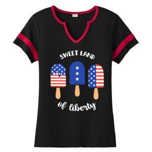 Sweet Land Of Liberty Ice Cream Pops Ladies Halftime Notch Neck Tee