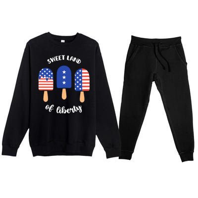 Sweet Land Of Liberty Ice Cream Pops Premium Crewneck Sweatsuit Set