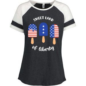 Sweet Land Of Liberty Ice Cream Pops Enza Ladies Jersey Colorblock Tee