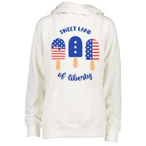 Sweet Land Of Liberty Ice Cream Pops Womens Funnel Neck Pullover Hood