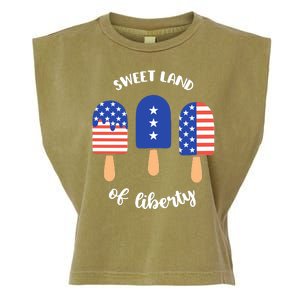 Sweet Land Of Liberty Ice Cream Pops Garment-Dyed Women's Muscle Tee