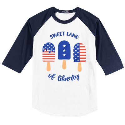 Sweet Land Of Liberty Ice Cream Pops Baseball Sleeve Shirt