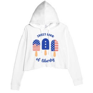 Sweet Land Of Liberty Ice Cream Pops Crop Fleece Hoodie