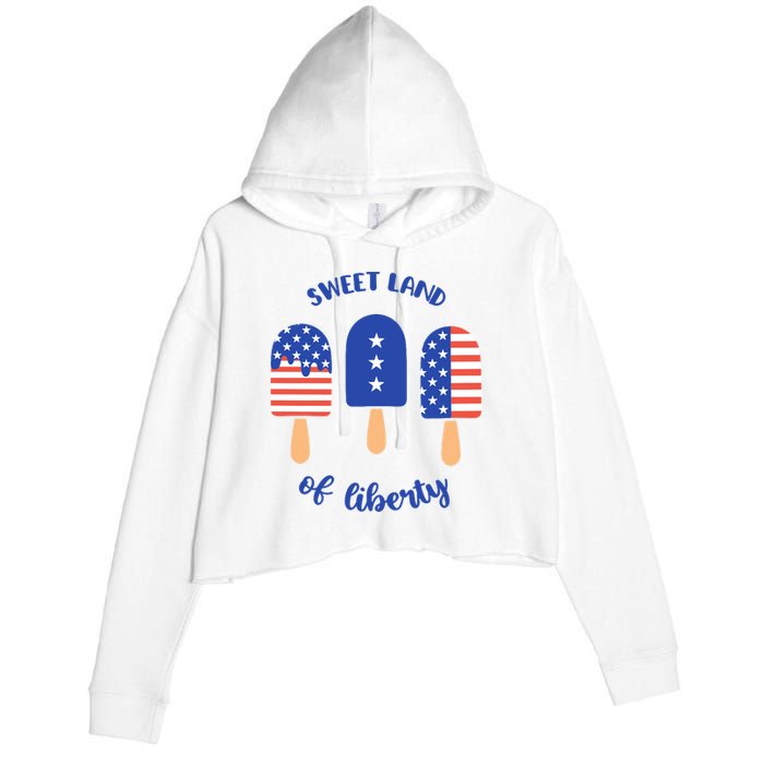 Sweet Land Of Liberty Ice Cream Pops Crop Fleece Hoodie