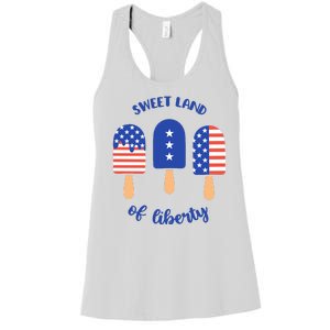 Sweet Land Of Liberty Ice Cream Pops Women's Racerback Tank