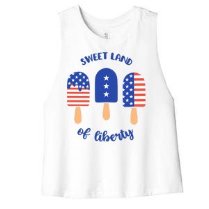 Sweet Land Of Liberty Ice Cream Pops Women's Racerback Cropped Tank