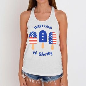 Sweet Land Of Liberty Ice Cream Pops Women's Knotted Racerback Tank