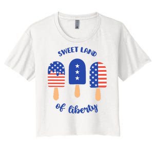 Sweet Land Of Liberty Ice Cream Pops Women's Crop Top Tee