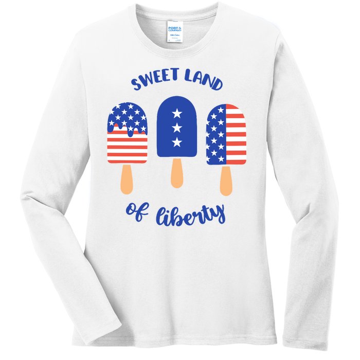 Sweet Land Of Liberty Ice Cream Pops Ladies Long Sleeve Shirt