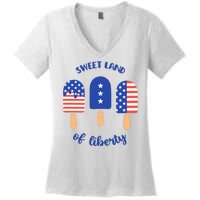 Sweet Land Of Liberty Ice Cream Pops Women's V-Neck T-Shirt