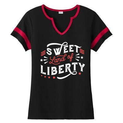 Sweet Land Of Liberty USA Ladies Halftime Notch Neck Tee