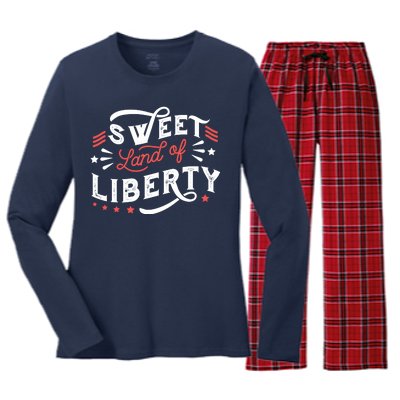 Sweet Land Of Liberty USA Women's Long Sleeve Flannel Pajama Set 