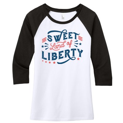 Sweet Land Of Liberty USA Women's Tri-Blend 3/4-Sleeve Raglan Shirt