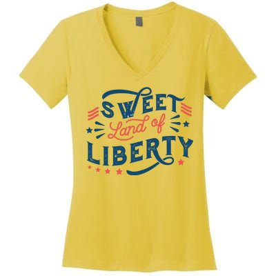 Sweet Land Of Liberty USA Women's V-Neck T-Shirt