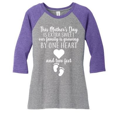 Sweet Mother's Day Pregnancy Announcement  Women's Tri-Blend 3/4-Sleeve Raglan Shirt