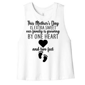 Sweet Mother's Day Pregnancy Announcement  Women's Racerback Cropped Tank