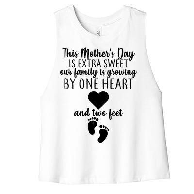 Sweet Mother's Day Pregnancy Announcement  Women's Racerback Cropped Tank