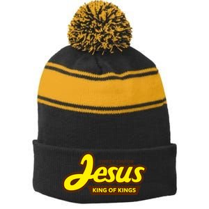 Sweet Savior Jesus King of Kings Stripe Pom Pom Beanie