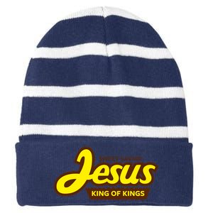 Sweet Savior Jesus King of Kings Striped Beanie with Solid Band