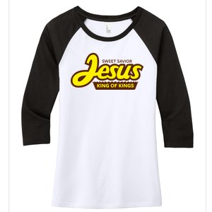 Sweet Savior Jesus King of Kings Women's Tri-Blend 3/4-Sleeve Raglan Shirt