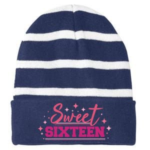 Sweet Sixteen Striped Beanie with Solid Band