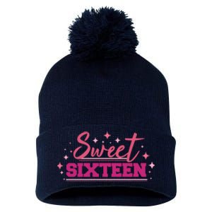 Sweet Sixteen Pom Pom 12in Knit Beanie