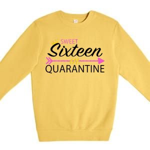 Sweet Sixteen In Quarantine Crown Arrow Premium Crewneck Sweatshirt