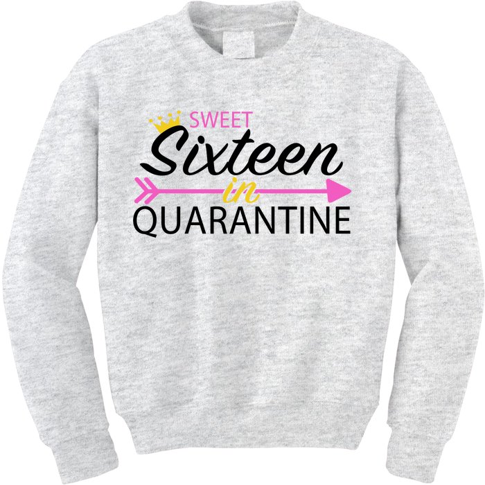 Sweet Sixteen In Quarantine Crown Arrow Kids Sweatshirt