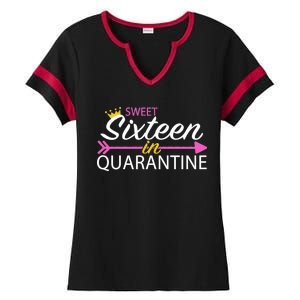 Sweet Sixteen In Quarantine Crown Arrow Ladies Halftime Notch Neck Tee