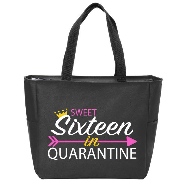 Sweet Sixteen In Quarantine Crown Arrow Zip Tote Bag