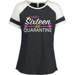 Sweet Sixteen In Quarantine Crown Arrow Enza Ladies Jersey Colorblock Tee