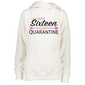 Sweet Sixteen In Quarantine Crown Arrow Womens Funnel Neck Pullover Hood