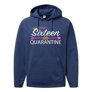 Sweet Sixteen In Quarantine Crown Arrow Performance Fleece Hoodie