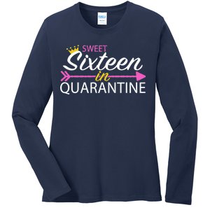 Sweet Sixteen In Quarantine Crown Arrow Ladies Long Sleeve Shirt