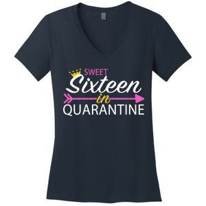 Sweet Sixteen In Quarantine Crown Arrow Women's V-Neck T-Shirt