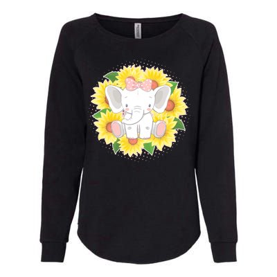 Sweet Sunflower Elephant Womens California Wash Sweatshirt