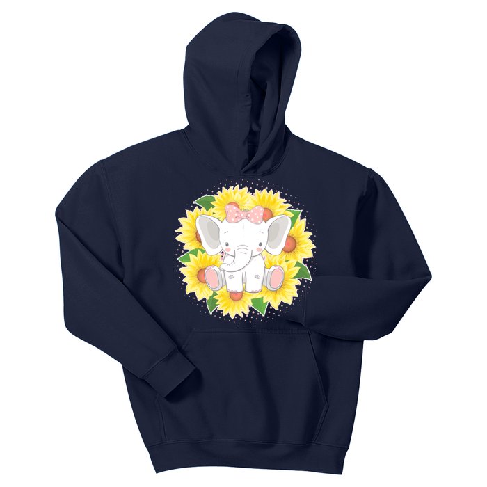 Sweet Sunflower Elephant Kids Hoodie