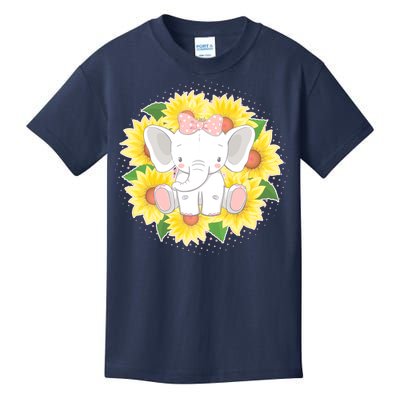 Sweet Sunflower Elephant Kids T-Shirt