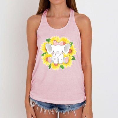 Sweet Sunflower Elephant Women's Knotted Racerback Tank