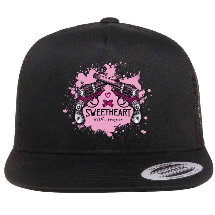 Sweetheart With A Temper Flat Bill Trucker Hat