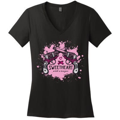 Sweetheart With A Temper Women's V-Neck T-Shirt