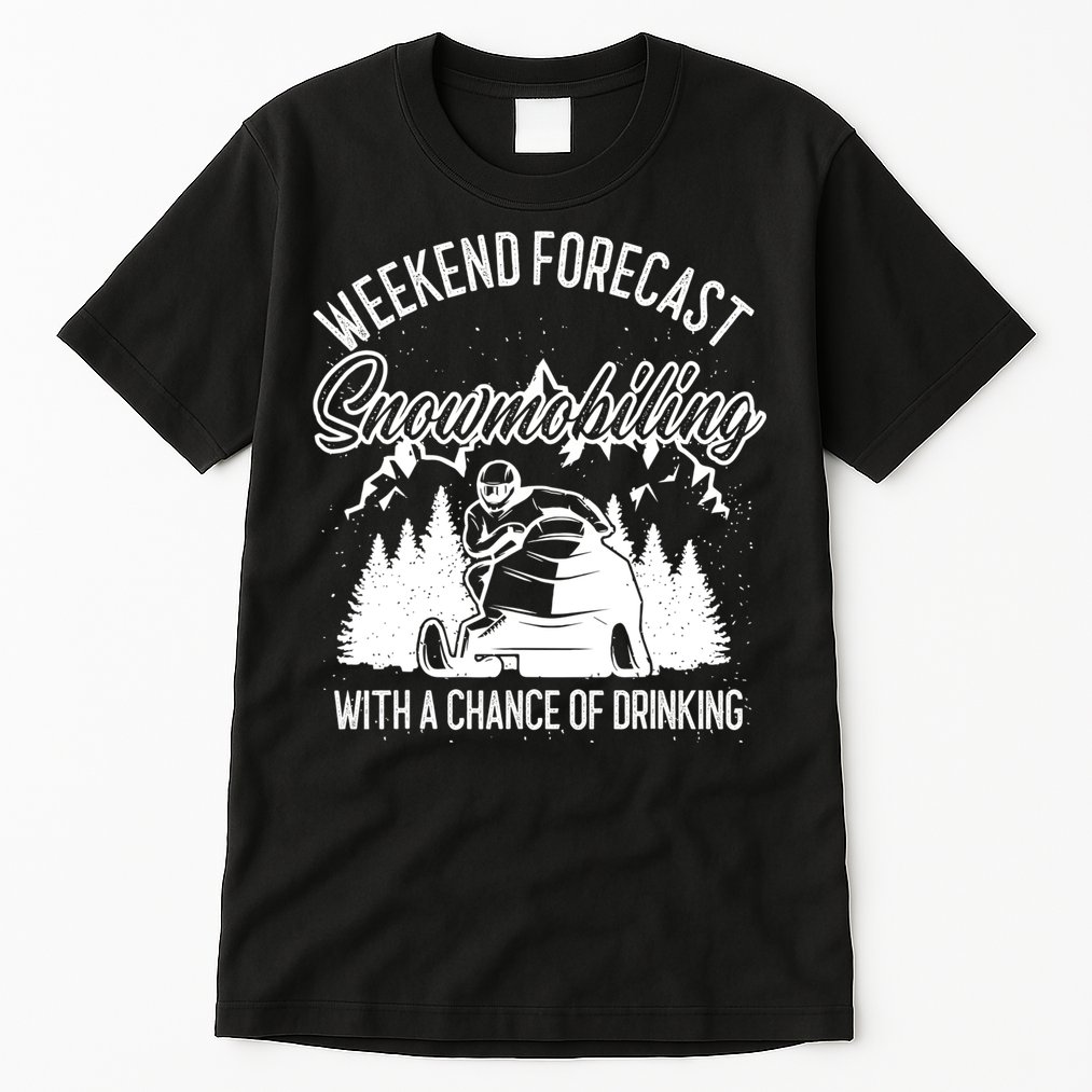 Snowmobile Weekend Forecast Winter Sports Vintage Motor Sled Tall T-Shirt