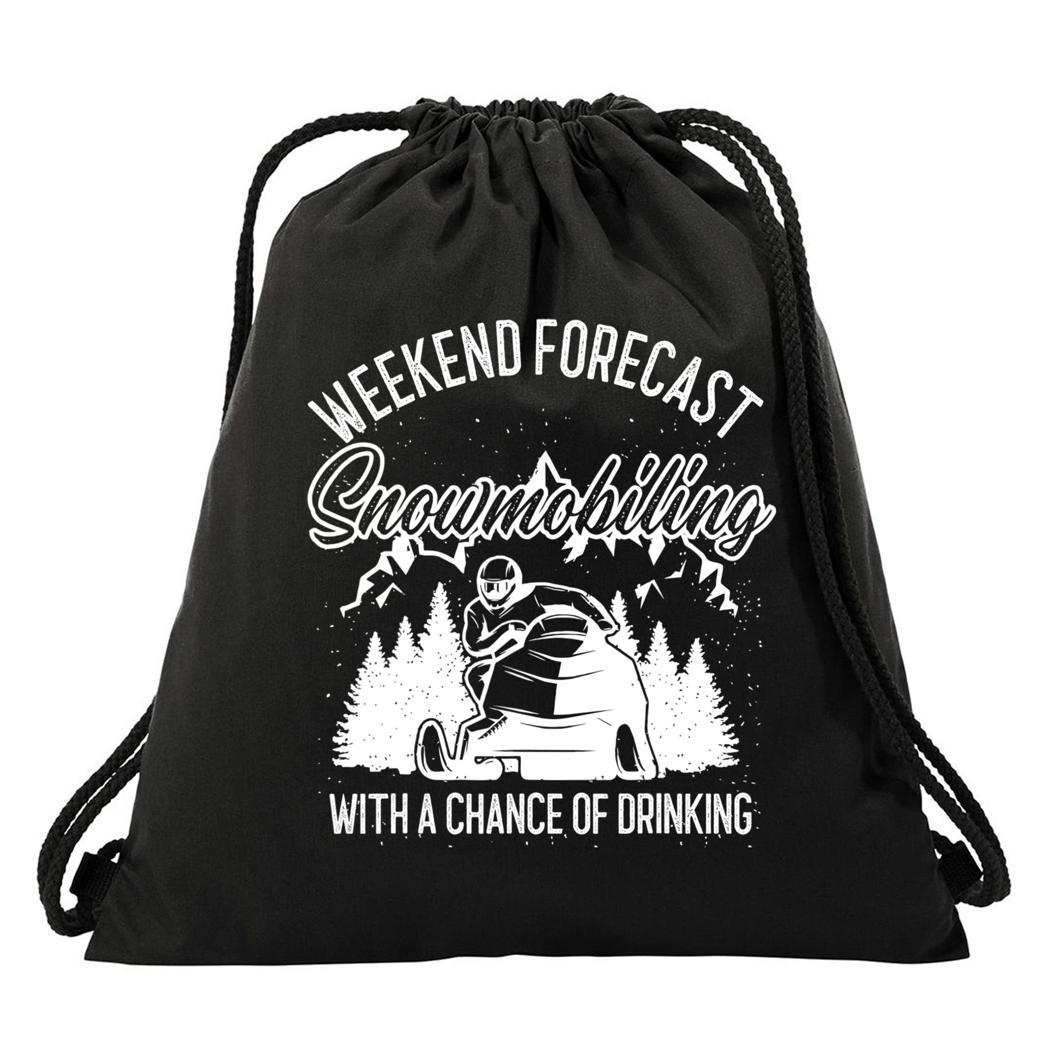 Snowmobile Weekend Forecast Winter Sports Vintage Motor Sled Drawstring Bag