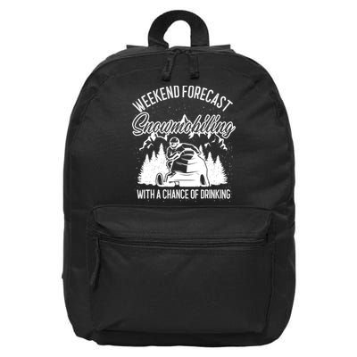 Snowmobile Weekend Forecast Winter Sports Vintage Motor Sled 16 in Basic Backpack