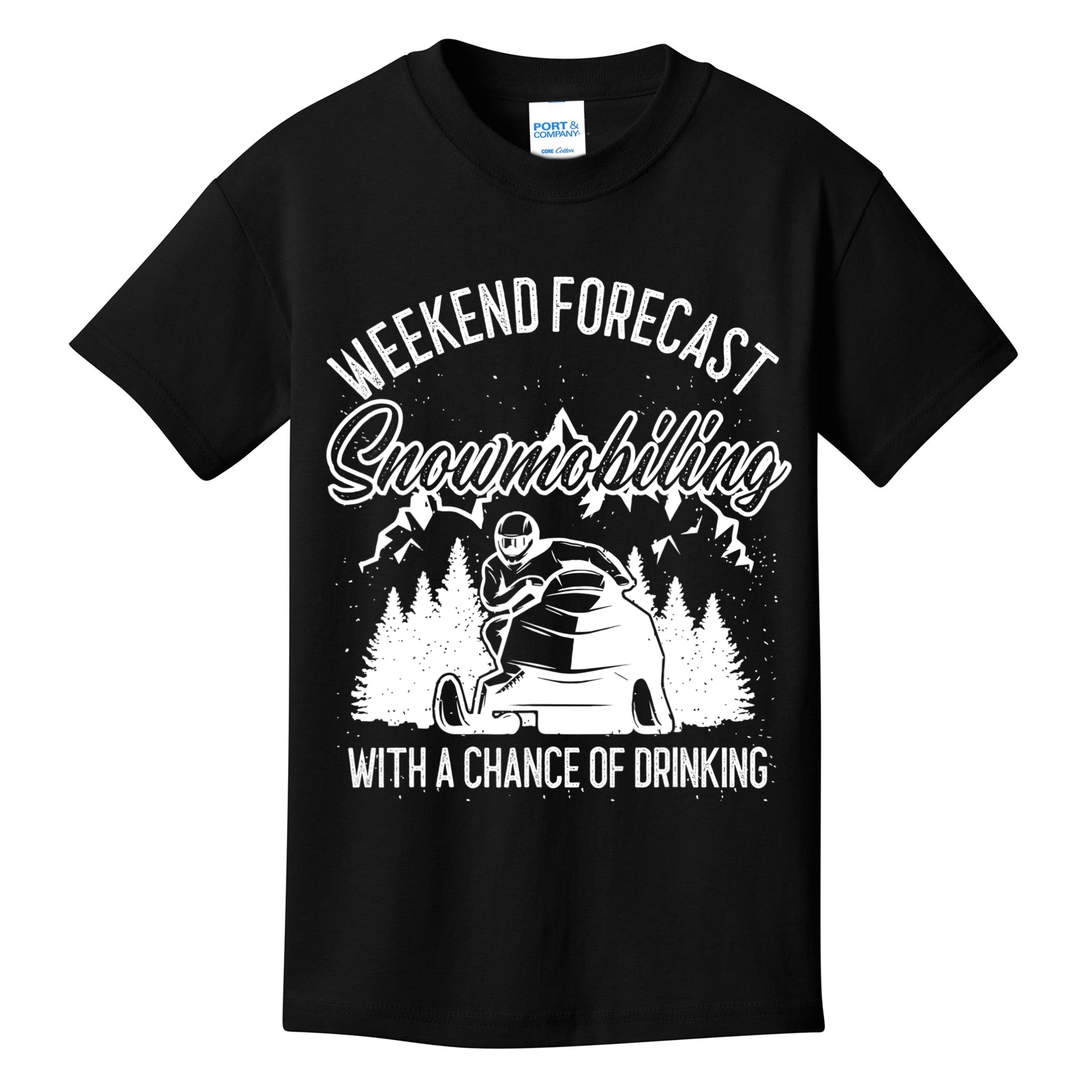 Snowmobile Weekend Forecast Winter Sports Vintage Motor Sled Kids T-Shirt