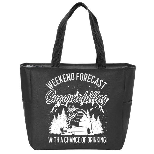Snowmobile Weekend Forecast Winter Sports Vintage Motor Sled Zip Tote Bag