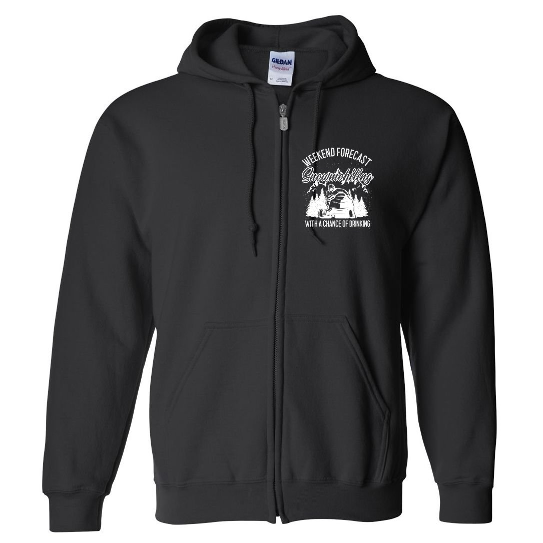 Snowmobile Weekend Forecast Winter Sports Vintage Motor Sled Full Zip Hoodie