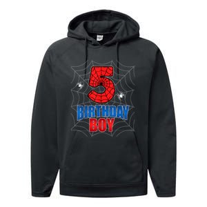 Spider Web Five 5 Years Old 5th Birthday Boy Party Performance Fleece Hoodie