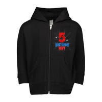 Spider Web Five 5 Years Old 5th Birthday Boy Party Toddler Zip Fleece Hoodie