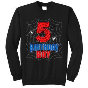 Spider Web Five 5 Years Old 5th Birthday Boy Party Sweatshirt